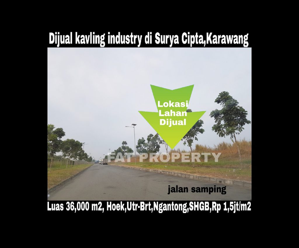 Dijual kavling industri di kawasan Surya Cipta,Karawang Timur.