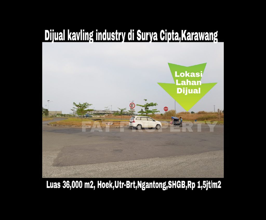 Dijual kavling industri di kawasan Surya Cipta,Karawang Timur.