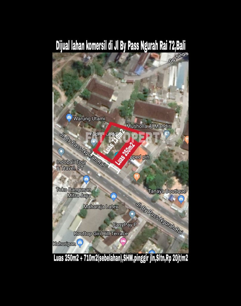 Dijual 2 lahan komersil bagus di pinggir jalan Jl By Pass Ngurah Rai no 72,Bali. 