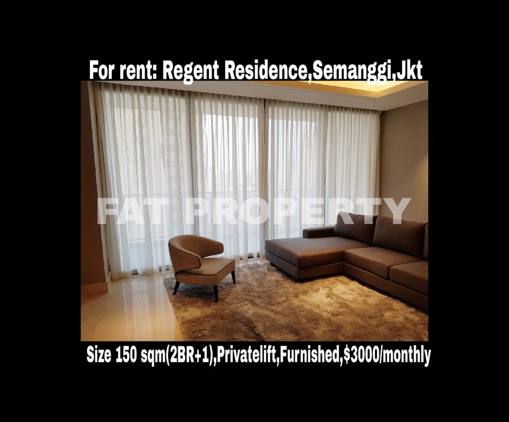 Disewakan Apartemen Regent Residence/ Mangkuluhur Residence,Semanggi,Jakarta.
