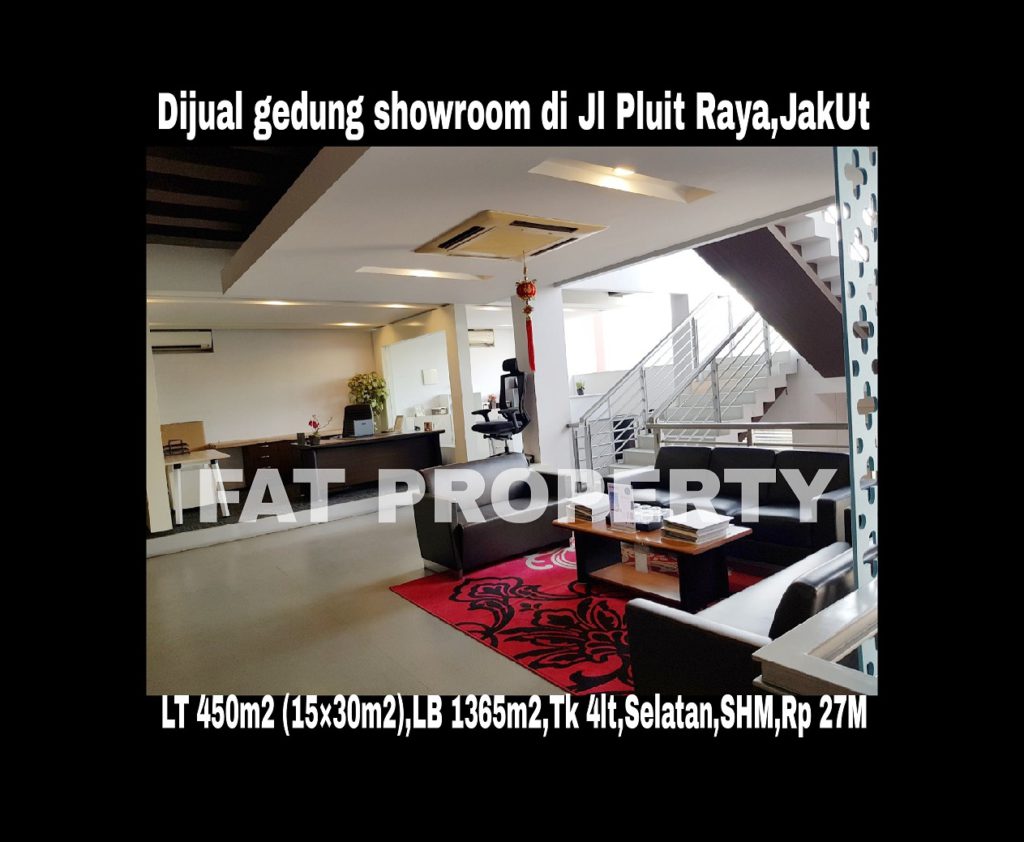 Dijual gedung mini 4 lantai masih dipakai sbg showroom di Jl Raya Pluit,Jakarta Utara.