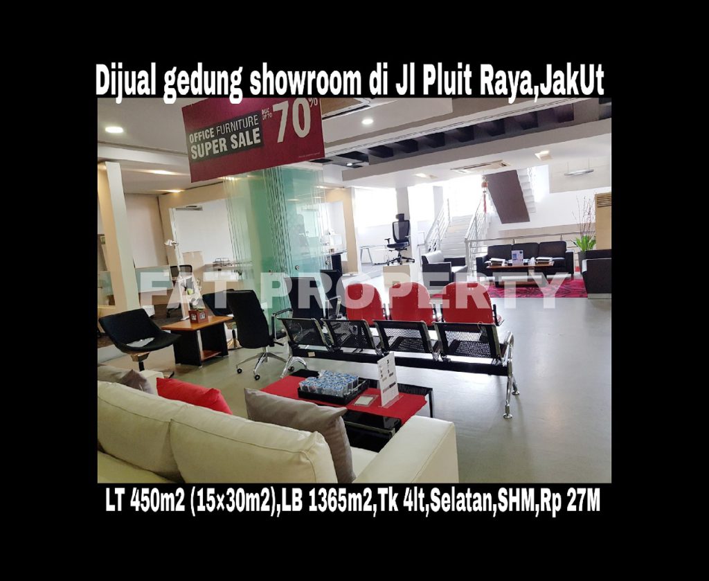 Dijual gedung mini 4 lantai masih dipakai sbg showroom di Jl Raya Pluit,Jakarta Utara.