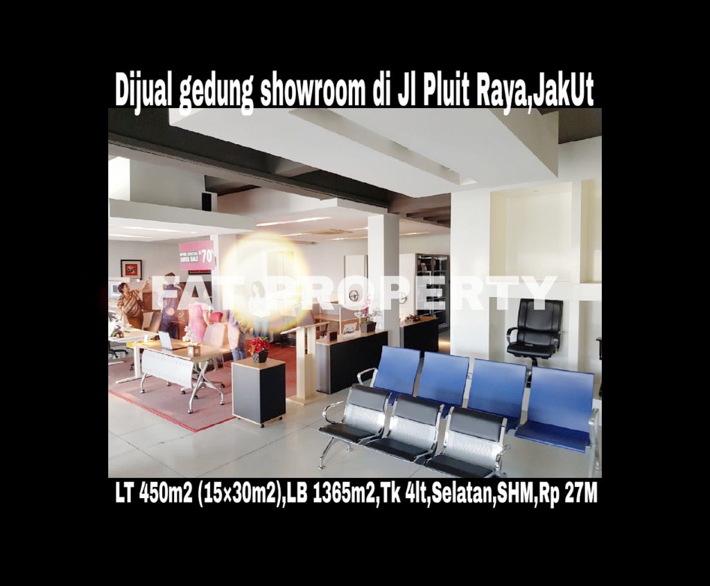 Dijual gedung mini 4 lantai masih dipakai sbg showroom di Jl Raya Pluit,Jakarta Utara.