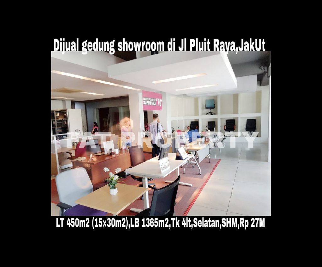 Dijual gedung mini 4 lantai masih dipakai sbg showroom di Jl Raya Pluit,Jakarta Utara.