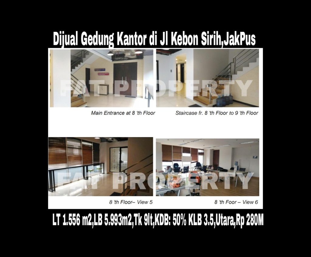  DIJUAL GEDUNG 9 LANTAI DI JL KEBON SIRIH,JAKARTA PUSAT.