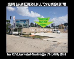 Dijual lahan komersil super strategis di pertigaan pusat Kota Batam.