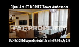 Dijual Apartment ST MORITZ Tower Ambasador luas 145m2 di lt 10.