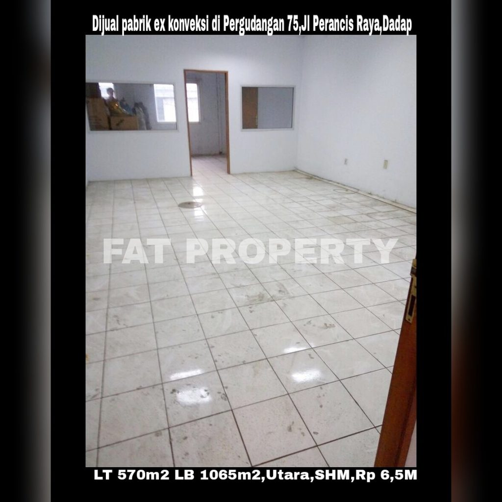 Dijual gedung pabrik Ex Garment di kawasan Pergudangan 75 ,Perancis Raya,Dadap,Tangerang