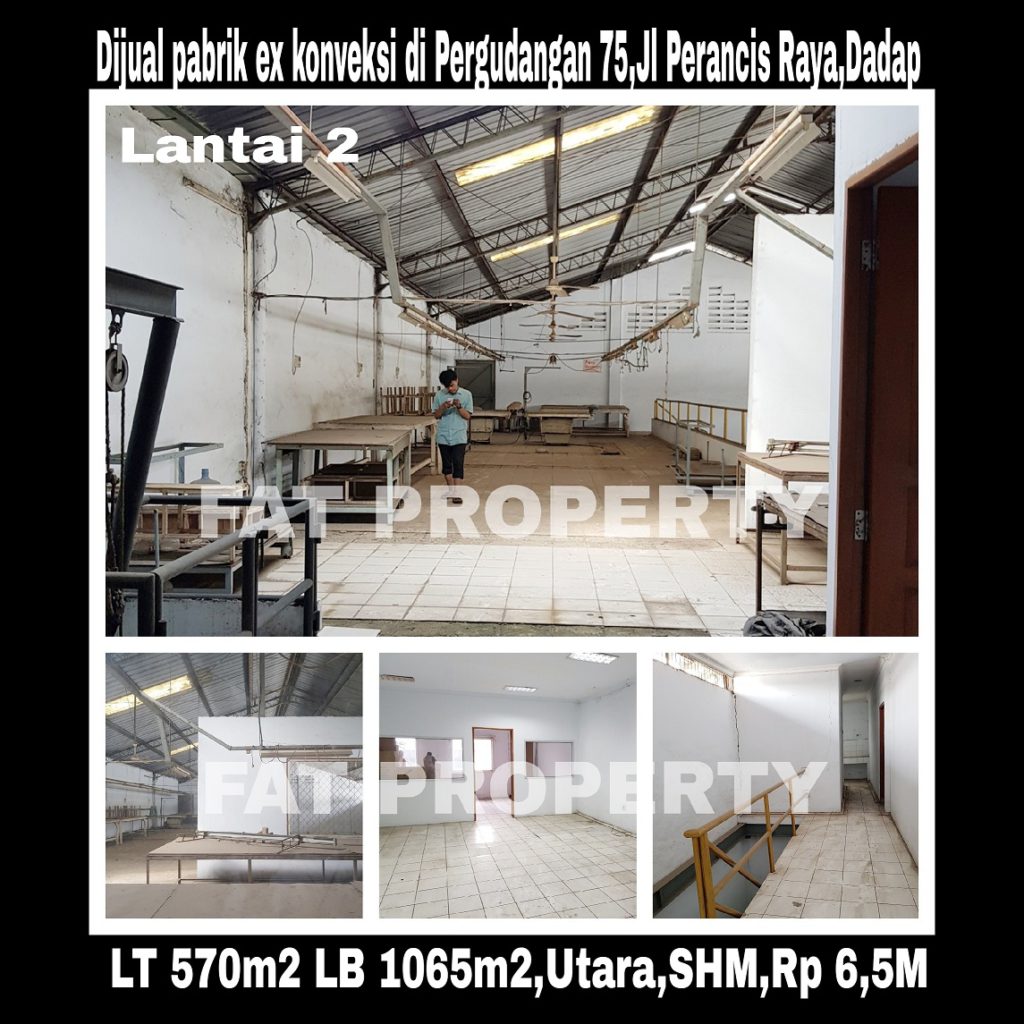 Dijual gedung pabrik Ex Garment di kawasan Pergudangan 75 ,Perancis Raya,Dadap,Tangerang