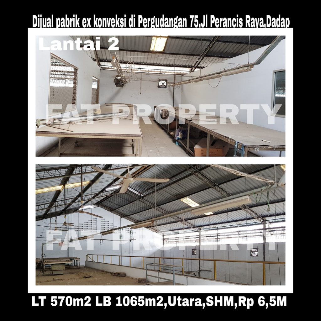 Dijual gedung pabrik Ex Garment di kawasan Pergudangan 75 ,Perancis Raya,Dadap,Tangerang