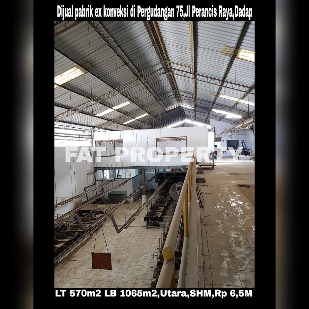 Dijual gedung pabrik Ex Garment di kawasan Pergudangan 75 ,Perancis Raya,Dadap,Tangerang
