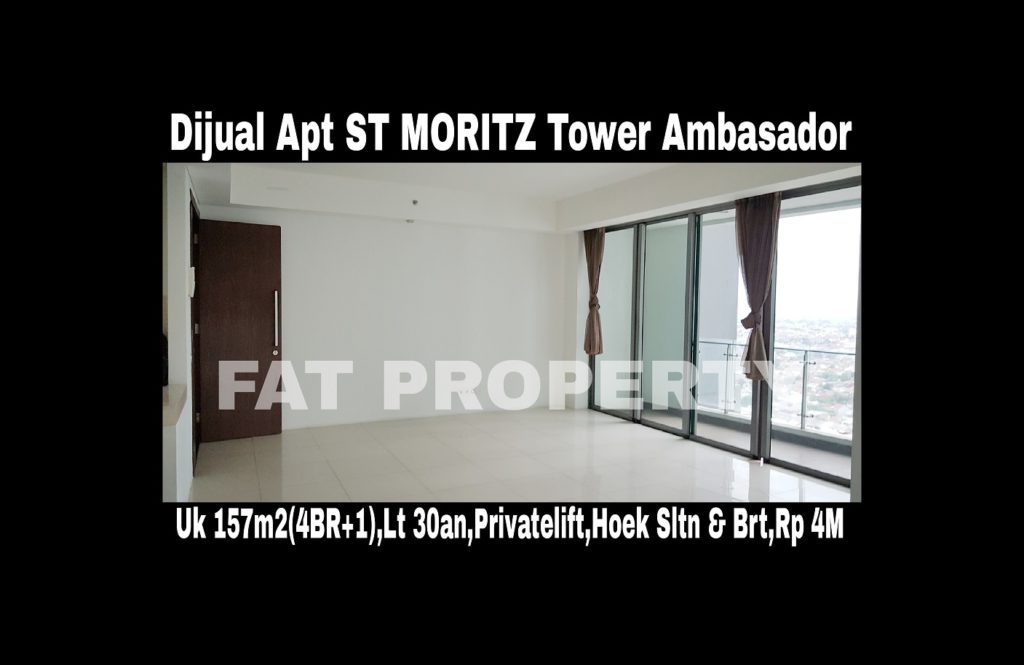 Dijual Apartment ST MORITZ Tower Ambasador luas 157m2 di lt 30-an.