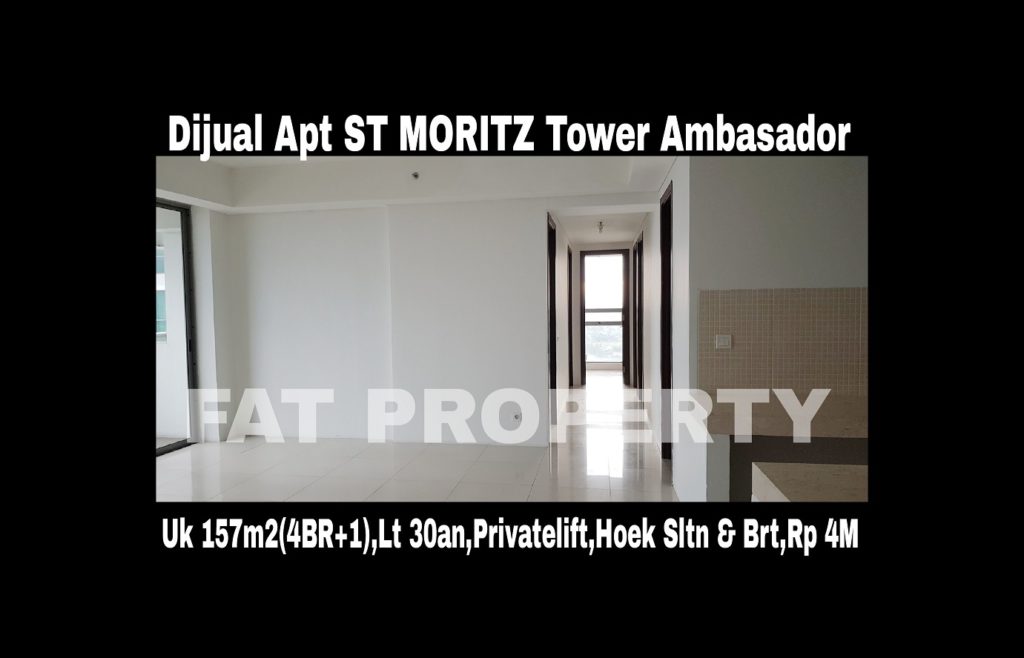 Dijual Apartment ST MORITZ Tower Ambasador luas 157m2 di lt 30-an.