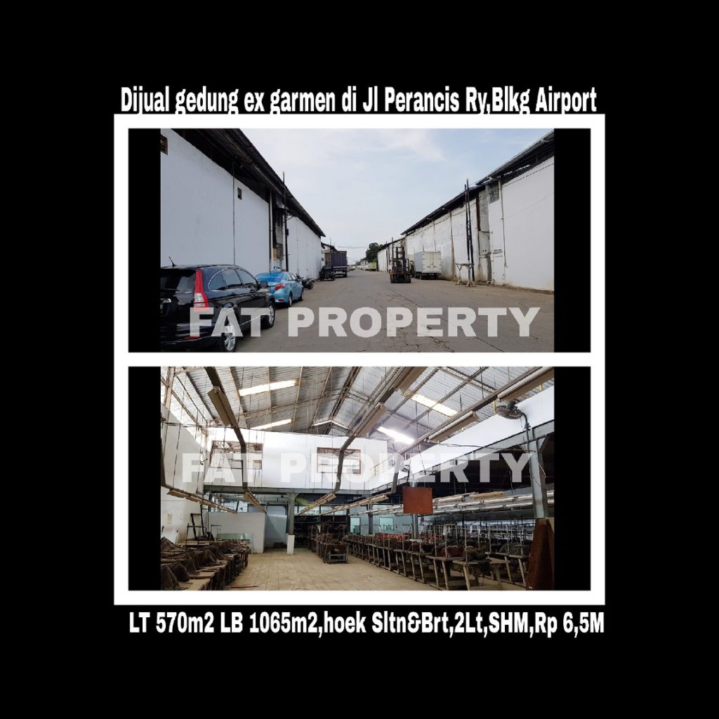 Dijual gedung pabrik Ex Garment di kawasan Pergudangan 75 ,Perancis Raya,Dadap,Tangerang