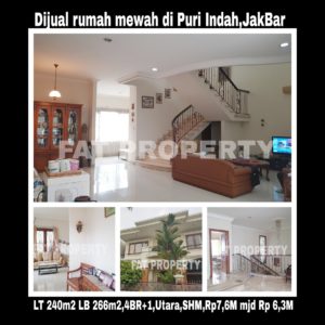 Dijual cepat rumah bagus di komplek perumahan elite di Puri Indah blok E,Jakarta Barat