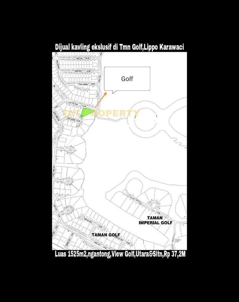 Dijual kavling premium hadap lapangan golf di Jl Bedugul 23,Taman Golf,Lippo Karawaci.