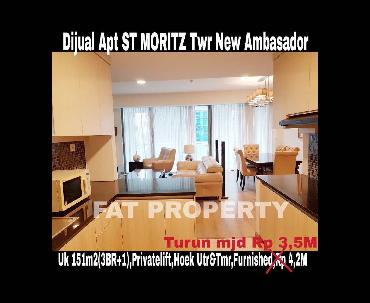 Turun Harga Jual Cepat Apartment ST MORITZ Tower New 