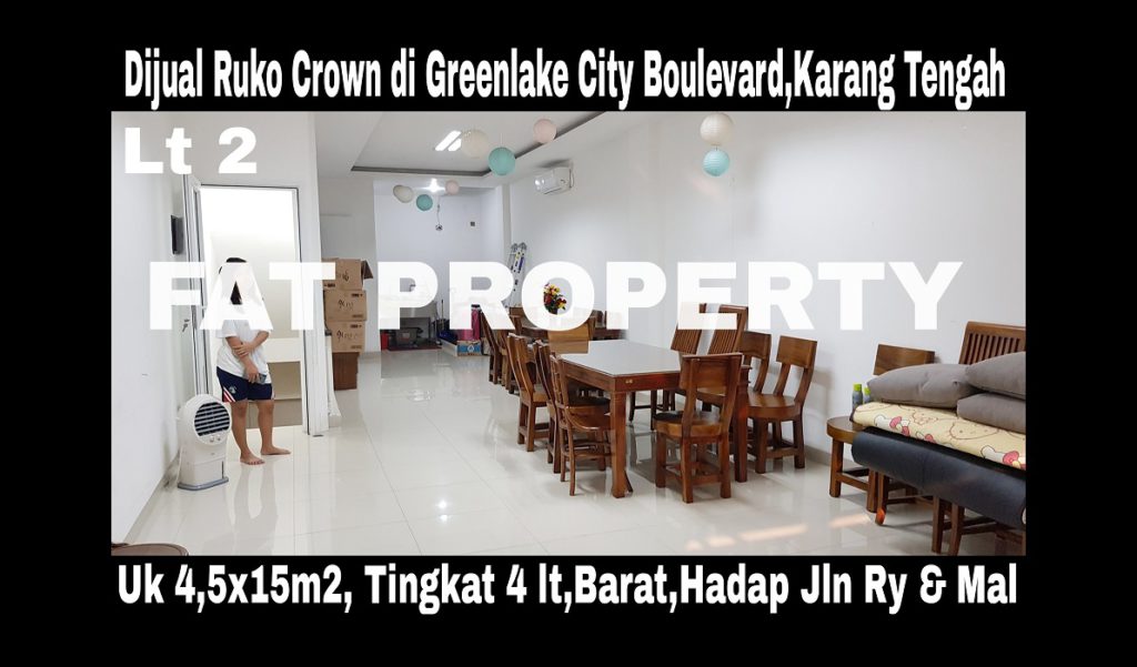 Dijual ruko hadap jalan raya di Green Lake City,Karang Tengah (Perbatasan Jakarta Barat dan Serpong).