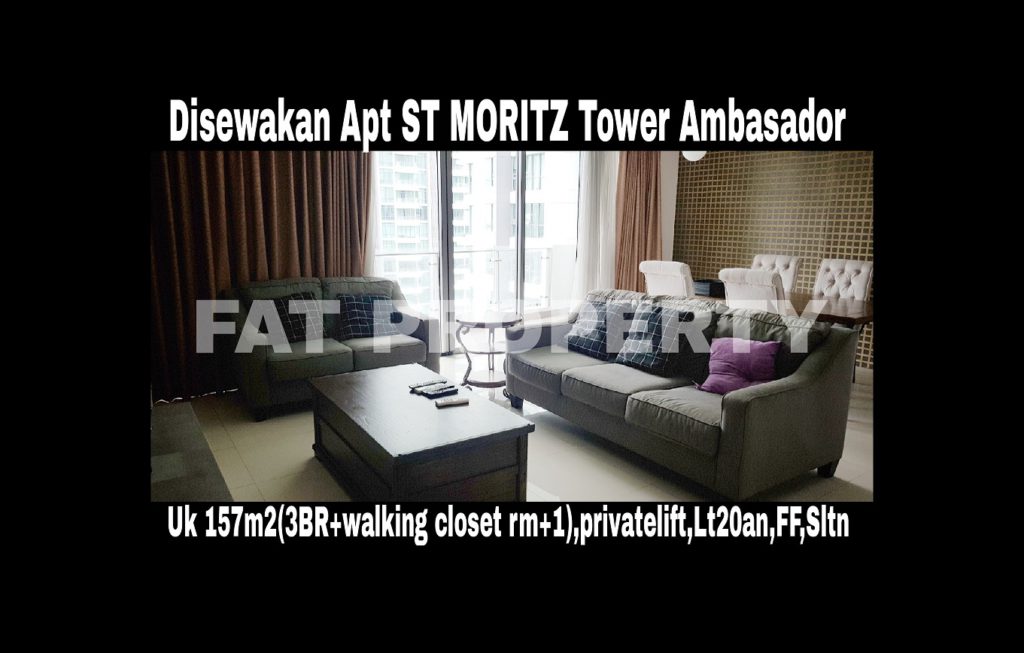 Disewakan Apartment ST MORITZ Tower Ambasador luas 157m2 di lt 20an.
