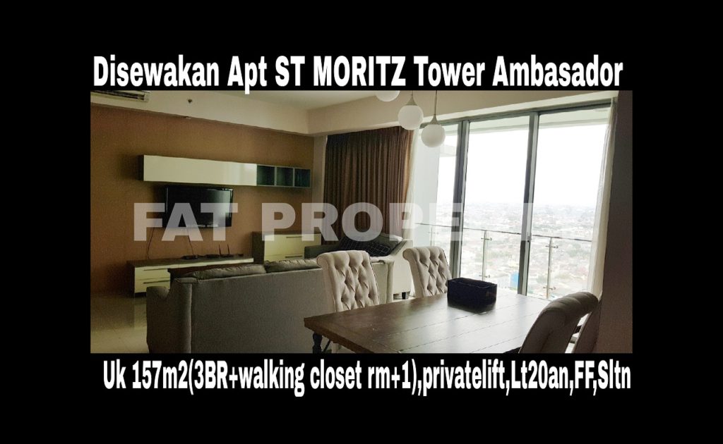 Disewakan Apartment ST MORITZ Tower Ambasador luas 157m2 di lt 20an.