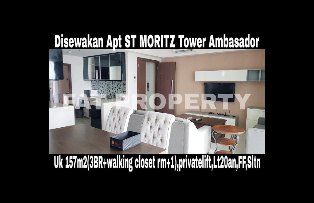 Disewakan Apartment ST MORITZ Tower Ambasador luas 157m2 di lt 20an.