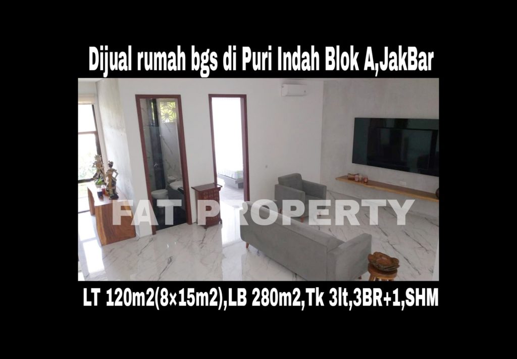 Dijual cepat rumah bagus di komplek perumahan elite di Puri Indah blok A,Jakarta Barat.