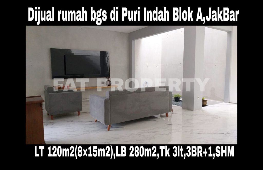 Dijual cepat rumah bagus di komplek perumahan elite di Puri Indah blok A,Jakarta Barat.