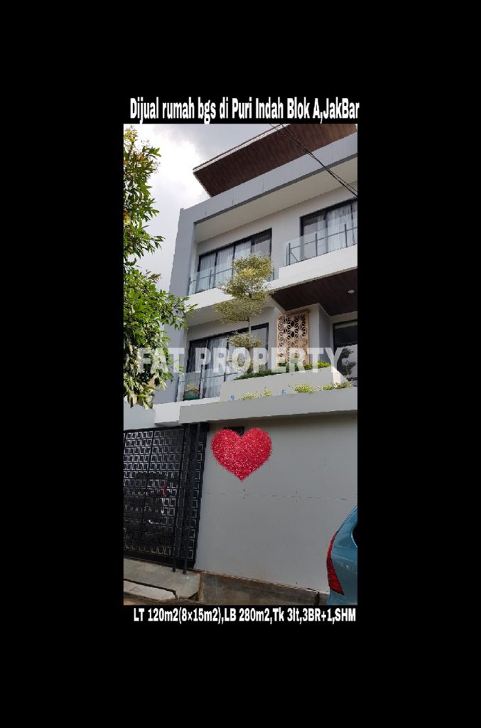 Dijual cepat rumah bagus di komplek perumahan elite di Puri Indah blok A,Jakarta Barat.