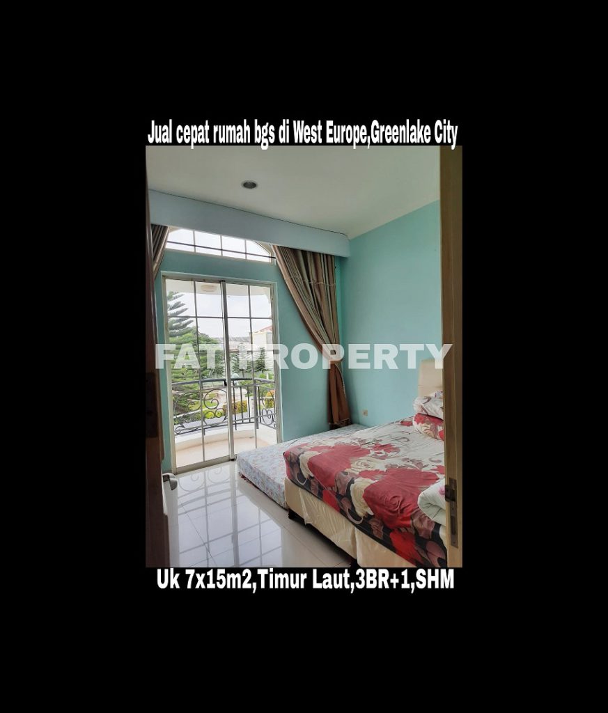 Dijual cepat rumah bagus hadap taman di West Europe, Greenlake City,Karang Tengah,Cipondoh,Perbatasan Jakarta Barat dan Tangerang.