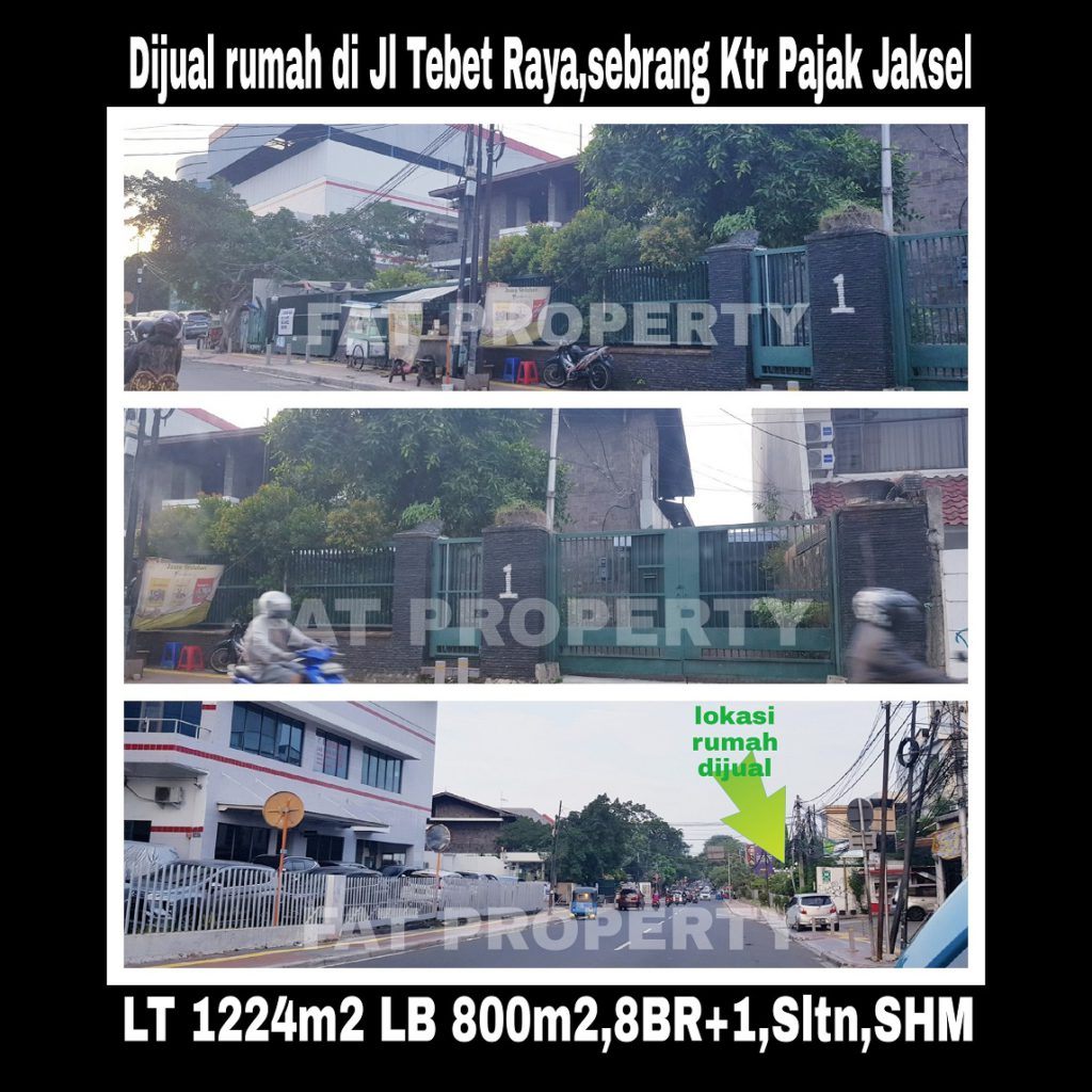 Dijual rumah di atas tanah komersil di jalan raya strategis di Jl Tebet Raya no 1 Jakarta Selatan.
