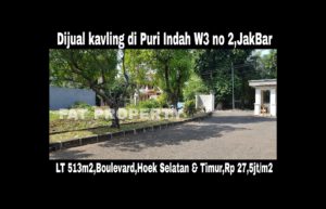 Dijual kavling perumahan di perumahan elite Puri Indah Blok W3 no 2,Jakarta Barat