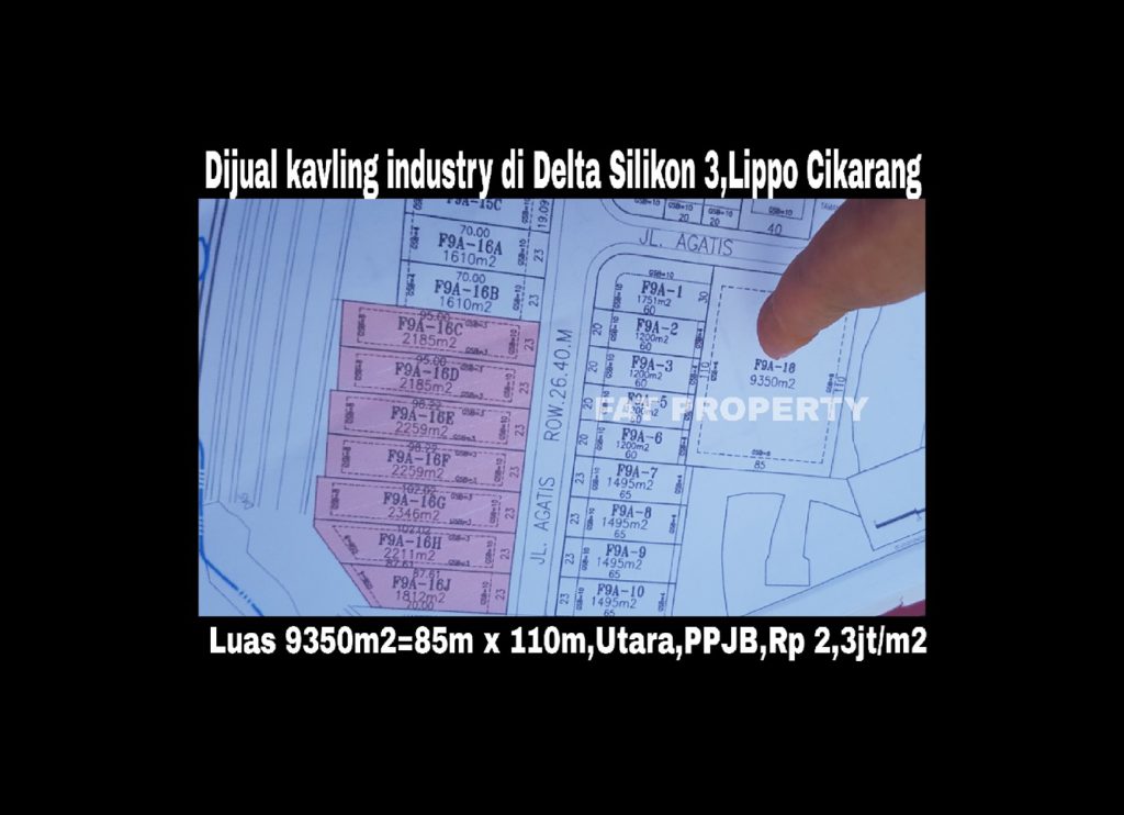Dijual kavling industry di Delta Silikon 3,Lippo Cikarang.