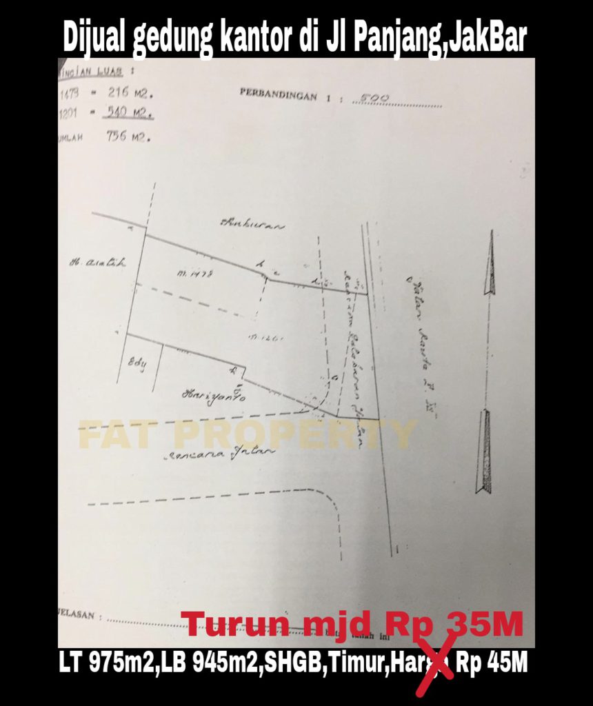 Dijual gedung kantor di atas tanah komersil yang sangat ramai di Jl Panjang,Kedoya Utara,Jakarta Barat.