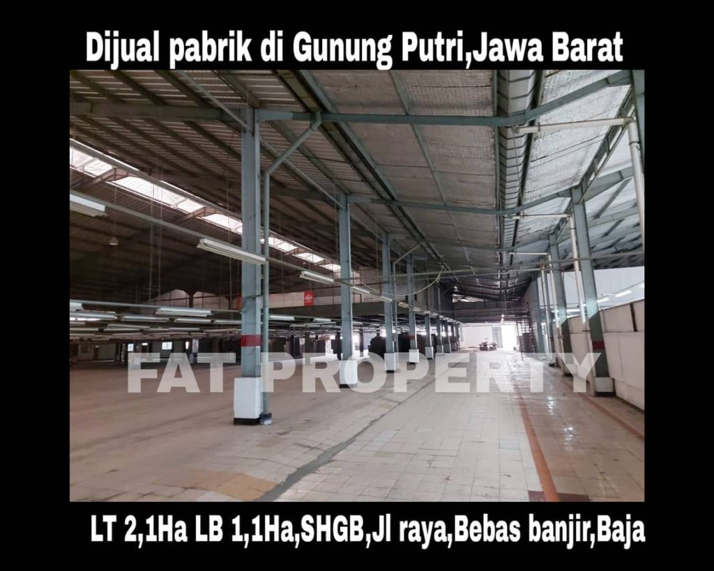 Dijual pabrik ex produksi boneka eksport di Jl.Tlanjung Udik, Gunung Putri,Jawa Barat.