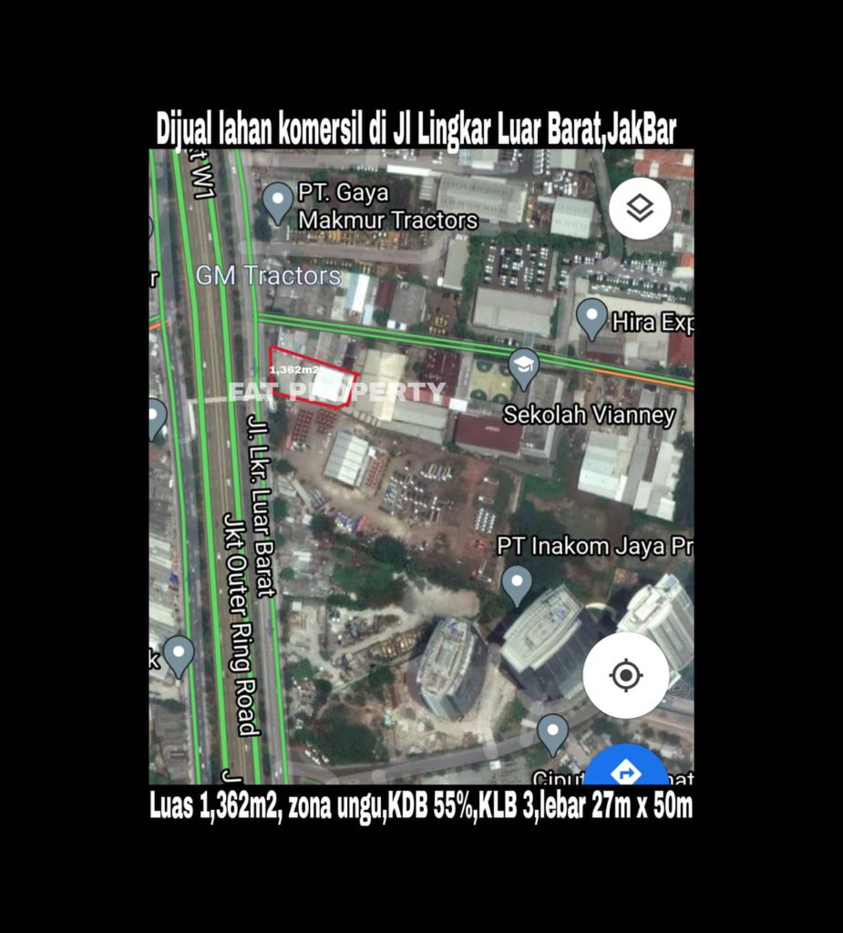 Dijual lahan komersil super strategis di Jl Lingkar Luar Barat (Jakarta Outer Ring Road West1),Jakarta Barat. 