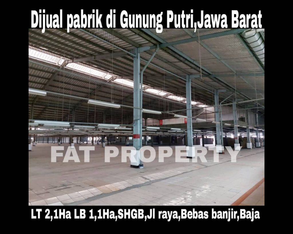 Dijual pabrik ex produksi boneka eksport di Jl.Tlanjung Udik, Gunung Putri,Jawa Barat.