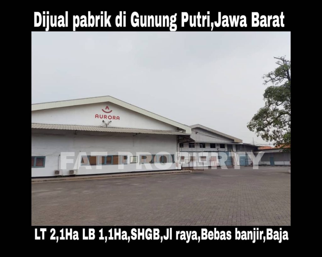 Dijual pabrik ex produksi boneka eksport di Jl.Tlanjung Udik, Gunung Putri,Jawa Barat.