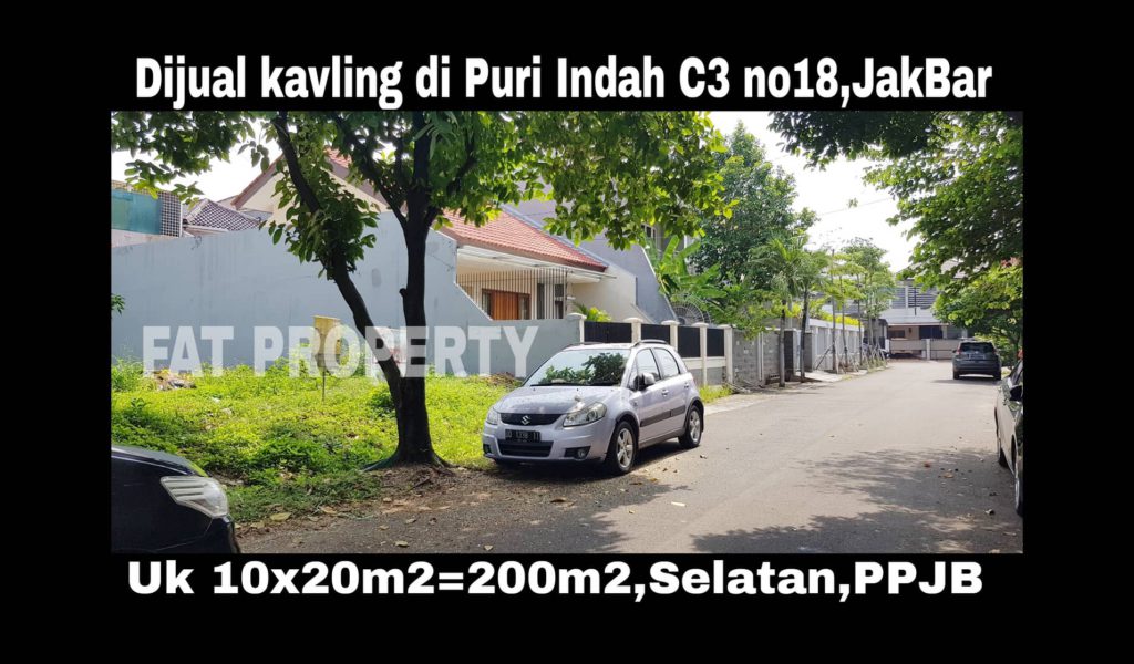 Dijual kavling perumahan di perumahan elite Puri Indah Blok C3 no 18,Jakarta Barat.