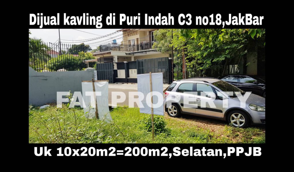 Dijual kavling perumahan di perumahan elite Puri Indah Blok C3 no 18,Jakarta Barat.