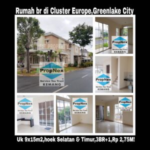 Dijual rumah baru bagus di Cluster Europe,Greenlake City.