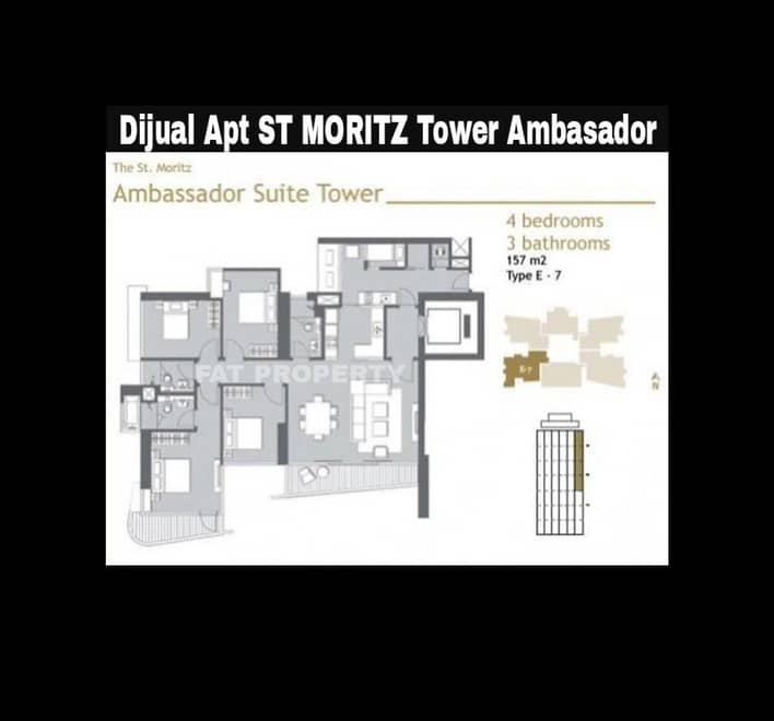 Dijual Apartment ST MORITZ Tower Ambasador luas 157m2 di lt 20-an. 