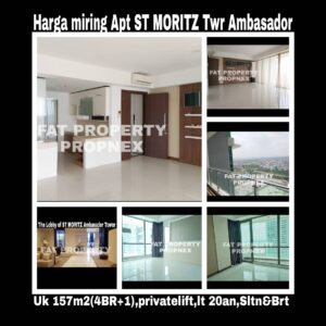 Dijual Apartment ST MORITZ Tower Ambasador luas 157m2 di lt 20-an.