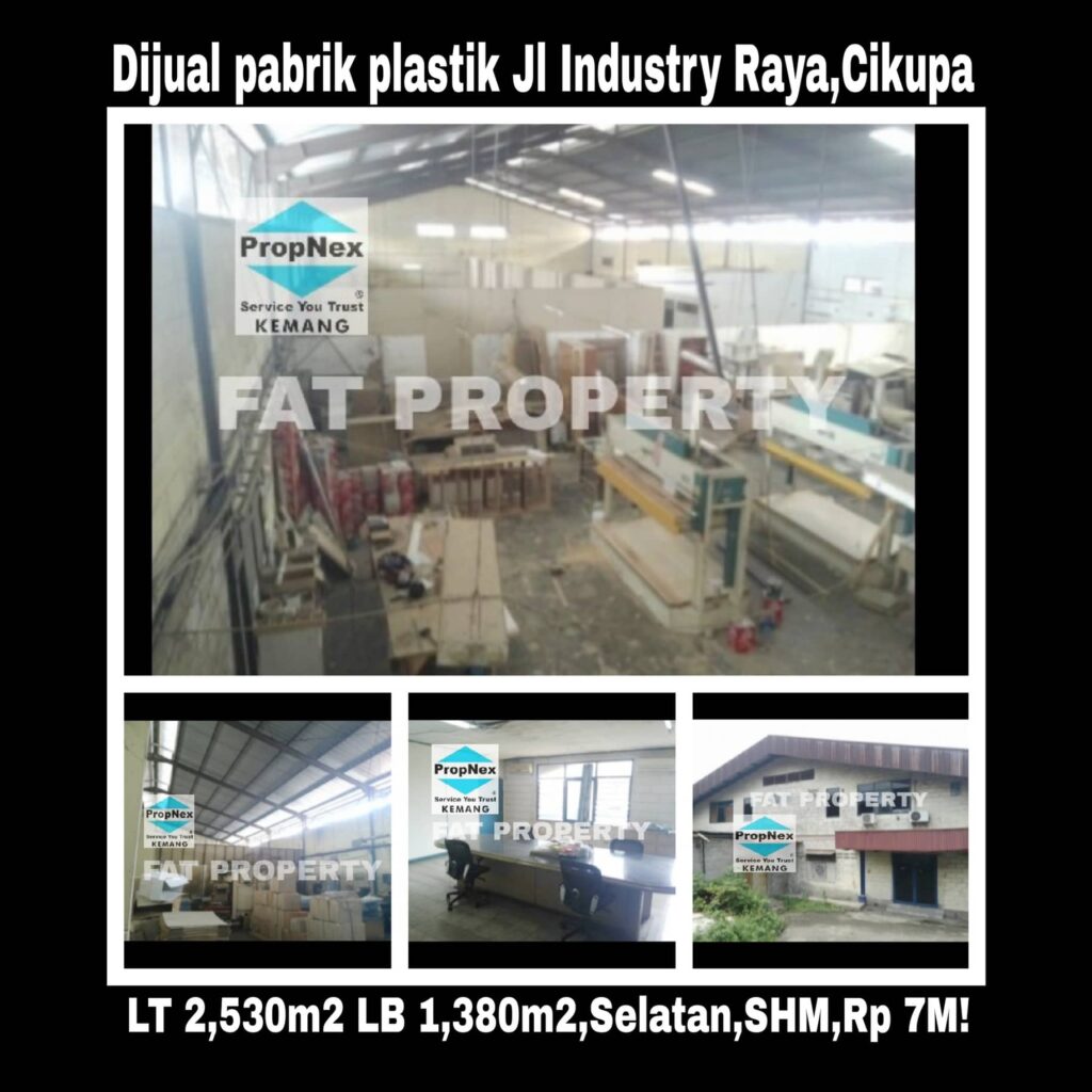 Dijual pabrik plastik di Jl Industry Raya,Bunder,Cikupa,Tangerang.