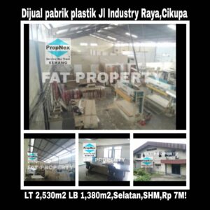 Dijual pabrik plastik di Jl Industry Raya,Bunder,Cikupa,Tangerang.