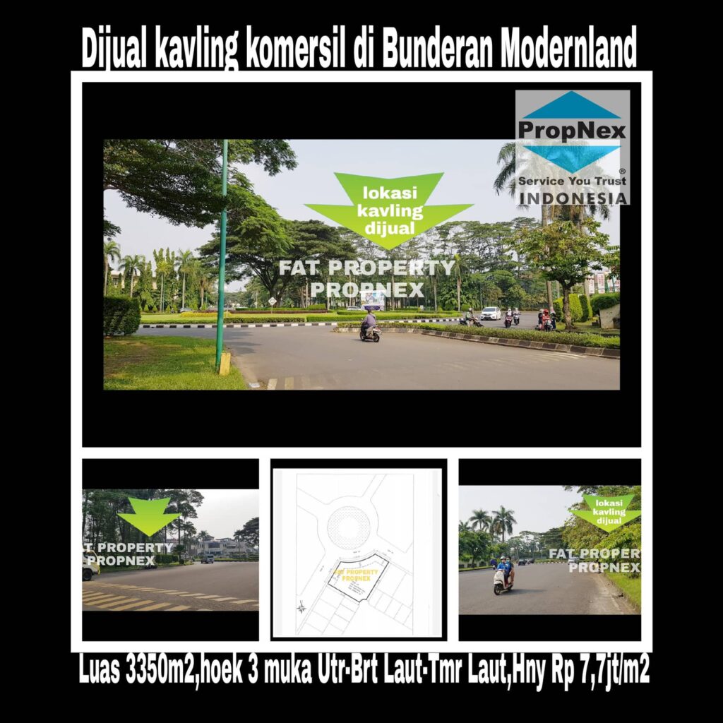 Dijual lahan komersil di bundaran boulevard Modernland,diapit Jl Honoris Raya dan Jl Hartono Raya,Tangerang. 