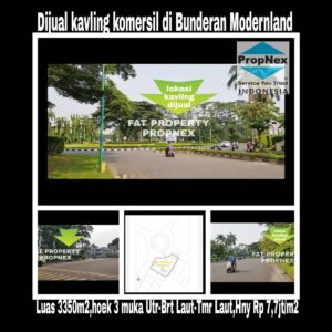Dijual lahan komersil di bundaran boulevard Modernland,diapit Jl Honoris Raya dan Jl Hartono Raya,Tangerang.