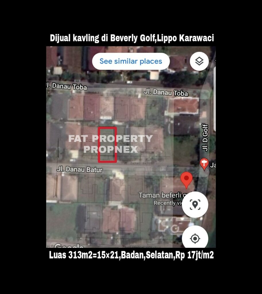 Dijual kavling hunian di perumahan elite Taman Beverly Golf,Lippo Karawaci.