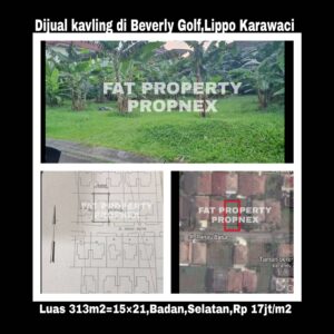 Dijual kavling hunian di perumahan elite Taman Beverly Golf,Lippo Karawaci.