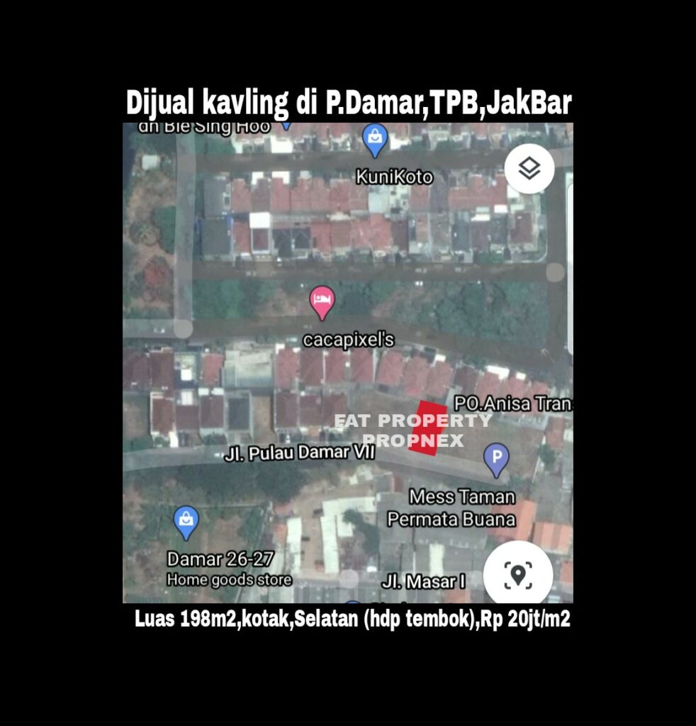 Dijual kavling hunian Jl.Pulau Damar D12 no 27,Taman Permata Buana,samping Puri Indah,Jakarta Barat.