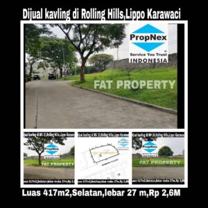 Dijual kavling hunian di Moreno Village 20,Rolling Hills,Lippo Karawaci.